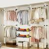Dingtianli j rack de secagem simples guarda-roupa montado tubo de aço em negrito tecido guarda-roupa vestiário simples moderno dobrável