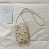 Bolso Cuadrado Pequeño Tejido Hecho a Mano Estilo Francés de Verano, Bolso de Mano Hueco de Nicho, Bolso de Hombro y Cruzado Versátil para Mujer de Vacaciones