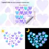Xino Yg-H721 Adesivos Luminosos de Coração com Glitter Gradiente Autoadesivos Removíveis Adesivos Decorativos de Coração para Quarto Infantil