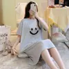 Pijama Feminino de Verão Novo Camisola de Comprimento Médio 2022 Simples Solta para Usar por Cima, Peça Única Cabelo