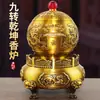 Quemador de incienso Qiankun de latón de nueve vueltas para el hogar interior quemador de incienso de áloe madera de sándalo quemador de incienso para ceremonia del té decoración creativa grande