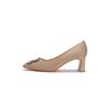 2024 Novo Salto Grosso Elegante Socialite Strass de Alta Classe Sapatos de Noiva Francês Lindo Nude Salto Alto Feminino Combina com Tudo