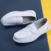 Zapatos de Enfermera Zapatos de Hombre Zapatos Blancos de Doctor Tacón Bajo Suela Suave Zapatos de Trabajo Casuales Transpirables Zapatos de Cuero de Negocios para Hombre Slip-on