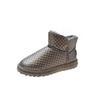 Botas de neve femininas inverno 2023 novo estilo coreano simples bico redondo curto quente engrossado lã forrado algodão acolchoado sapatos