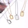Suministro Directo del Fabricante 2020 Collar Coreano Dongdaemun de Acero de Titanio Estilo Coreano Colgante Rectangular Cadena Clavicular para Mujer Malla