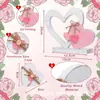 Adornos de Madera con Forma de Corazón Rosa para el Día de San Valentín Manualidades de Decoración para el Hogar Festivo Piezas con Forma de Corazón de Madera Maciza
