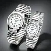 Banda Elástica de Aleación de Primavera Reloj Digital para Pareja Regalo para Padres Reloj de Cuarzo para Pareja Esfera Modelos para Hombres y Mujeres