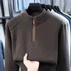 Suéter Espeso de Invierno Nuevo Estilo para Hombre con Media Cremallera y Forro de Lana Moda Juvenil Todo en Uno Cálido de Lana Tejido Capa Base
