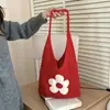 Nova Bolsa de Palha Grande Capacidade Outono 2026 Bolsa de Ombro Único Florida para Férias na Praia Bolsa de Tricô Oca Versátil