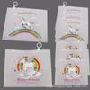 Saco Fosco com Aba Desenho de Unicórnio Transparente Saco para Documentos Saco de Armazenamento com Argola Estudante Criativo Material de Escritório Estojo para Caneta