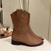 Botines de moda con tacón grueso para mujer, nueva colección otoño/invierno 2026, estilo retro, forro de una sola capa, punta fina, botas de vaquero occidentales, botas Martin
