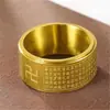 Joia Religiosa Anel Rotativo Retrô Giratório Grande Compaixão Mantra Coração Sutra Anel Adaga Caractere Aço Titânio Anel Masculino