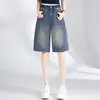 Jeans Americano Retro de Cintura Alta Wide Leg para Mulheres, Novo Estilo de Verão, Caimento Solto, Emagrecedor, Shorts Versátil de Perna Reta