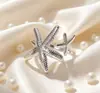 Anillo de Acero Inoxidable con Estrella de Mar, Serie Oceánica de Verano Europeo y Americano, Versátil y que No se Desvanece, Anillo Abierto Ajustable, Anillo de Pareja