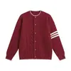 Cardigan de tricô de alta qualidade com design de cores contrastantes, malha torcida em listras, peça de outer wear de outono, unissex, para usar em casal