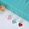 Collar Dingrui simple amor aceite esmalte rojo azul polvo tricolor corazón T cadena clavícula joyería para mujer
