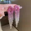 Pendientes de Borla con Flor de Zircón de Aguja de Plata Transfronterizos, Pendientes de Moda y Elegantes, Pendientes de Lujo Ligero y de Gama Alta, Diseño de Nicho