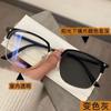 Óculos de miopia TR90 meio-aro tech masculino retrô anti-luz azul suave business malandro bonito luz plana linha da sobrancelha armação