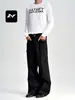 Jeans de Mezclilla Estilo Retro Americano Fengmei para Hombres y Mujeres Holgados Estilo Callejero Diseño de Parches y Remaches Casuales Rectos de Pierna Ancha