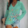 Camiseta de manga larga para mujer, corte holgado, cuello en V, estampado animal 3D digital interesante, transfronteriza, al por mayor