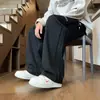 Calça esportiva estilo americano para primavera e outono, calça de moletom casual masculina universitária, corte solto, tamanho grande, calça reta moderna