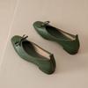 Zapatos de tacón bajo de cuero suave con corte en V para mujer, tacón grueso, puntera cuadrada, cuero suave, suela blanda, cómodos, lazo, retro, para ir al trabajo, Mary Janes bajos