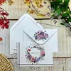 Envelopes Florais Vintage de Papel Kraft Estilo Fresco Transfronteiriços com Acabamento de Luxo, Cartões de Cumprimentos Românticos Manuscritos, Cartões de Convite