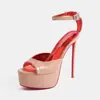 Sandalias de tacón alto de moda poco profundas transfronterizas de comercio exterior para uso en exteriores, nuevas sandalias de plataforma sexy con una correa y diseño hueco para mujer al por mayor