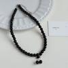Colar com Pingente de Cereja Preto com Contas Exclusivo, Elegante e Simples para Mulheres, Corrente para Clavícula