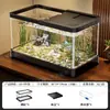 Aquário de Peixes Aquário de Mesa Ecológico Tanque de Peixe Dourado Plástico Transparente Sala de Estar Paisagismo Pequeno Gerador de Oxigênio Filtro Preguiçoso para Uso Doméstico