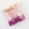Pincel de sombra multiuso, pincel de cílios com cabo de cristal, pincel de maquiagem espiral, aplicador de esponja de látex com duas pontas, ferramenta de beleza portátil