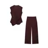 ZA comércio exterior transfronteiriço europeu e americano, roupas femininas, popular no AliExpress, conjunto de top regata sem mangas e calças casuais da moda