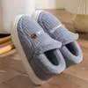 Pantuflas de algodón engrosado que cubren el talón para hombre, otoño e invierno, con felpa adicional, para interiores, del hogar, del hogar, zapatos de algodón cálidos de suela gruesa para mujer