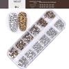 Pacote com 12 Manicure Prata Alta Flats Fundo Diamante Terapia de Luz Manicure Decoração Colorida Strass AB Diamante Brilhante Caixa Longa 1440