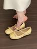 Sapatos Mary Jane Prata Franceses com Elevação Interna Sapatos Femininos 2025 Nova Primavera Laço com Saia Sapatos de Festa
