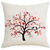 Funda de Almohada Transfronteriza de San Valentín de Amazon Roja Árbol de Amor Lino Funda de Almohada Estampada Dormitorio Sofá Cubierta de Cojín