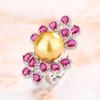 Anillos de Joyería Huayoumei con Perlas Blancas Australianas, Corindón Rojo, Perlas Grises y Perlas Amarillas, Moda Extremadamente Hermosa Lujo Gama Alta Venta al por Mayor