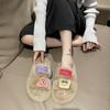 Pantuflas de muñeca de dibujos animados lindas para mujer ins a la moda 2023 Otoño Nuevo suela gruesa antideslizantes pantuflas de felpa