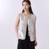 Colete Cardigan Feminino de Alta Qualidade 2025 Nova Roupa Exterior Roupas Femininas Novo Estilo Chinês Gola Redonda Jaqueta Colete Retrô Versátil