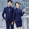 Traje de maestro para hombres y mujeres, ropa de negocios, venta de bienes raíces, traje negro, ropa de trabajo bancario