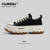 Zapatos de Lona de Suela Gruesa Universales 2026 Primavera Nuevos Zapatos que Aumentan la Altura para Mujer Tenis Casuales de Plataforma Negros