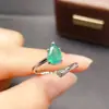 Anillo de Esmeralda Natural Transfronterizo para Mujer, Accesorio de Nicho de Alta Gama, Joyería de Plata 925, Joyería de Lujo 6*8, Venta Directa de Fábrica