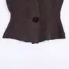 Fabricantes Mayoristas de Ropa para Mujer Transfronterizos 2025 Nuevo Color Café Botón de Joyería Retro Chaqueta Corta de Traje de Punto con Solapa