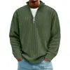 Amazon 2025 Nova Camisa Polo Masculina Casual de Outono e Inverno com Gola Alta, Zíper, Ponto Grosso, Manga Longa, Moletom