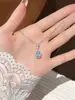 Nuevo Collar Azul con Colgante de Lágrima para Mujer Moda Lujo Ligero Dulce Morado Circonita Cúbica Colgante Gargantilla Regalo para Novia Transmisión en Vivo Douyin