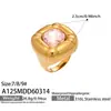 Anillo de Moda Exagerado con Piedra de Vidrio de Colores, Estilo Europeo y Americano, Piedra de Ojo de Tigre Personalizada, Anillo Combinado de Acero Inoxidable Chapado en Oro de 18K