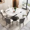 Juego de Mesa y Sillas de Comedor de Lujo Ligero con Piedra Ultra-Cristal, Moderno y Sencillo, Adecuado para Hogares Pequeños, con una Mesa de Comedor Redonda Giratoria, Plegable y Extensible