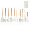 Juego de 10 utensilios de cocina de silicona con mango de madera transfronterizo de Amazon, sartén antiadherente de 11 piezas, utensilios de cocina para el hogar