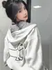 Estilo Americano Tendencia Nacional Bordado de Cachorro Chal con Lazo Retro Sudadera con Capucha para Mujer Estilo Dulce Estilo Universitario Top Holgado