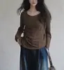 Eryang DesignTingtongBlanco Texturizado Estilo Chino Nuevo Top Holgado y Versátil sin Hombros para Mujer